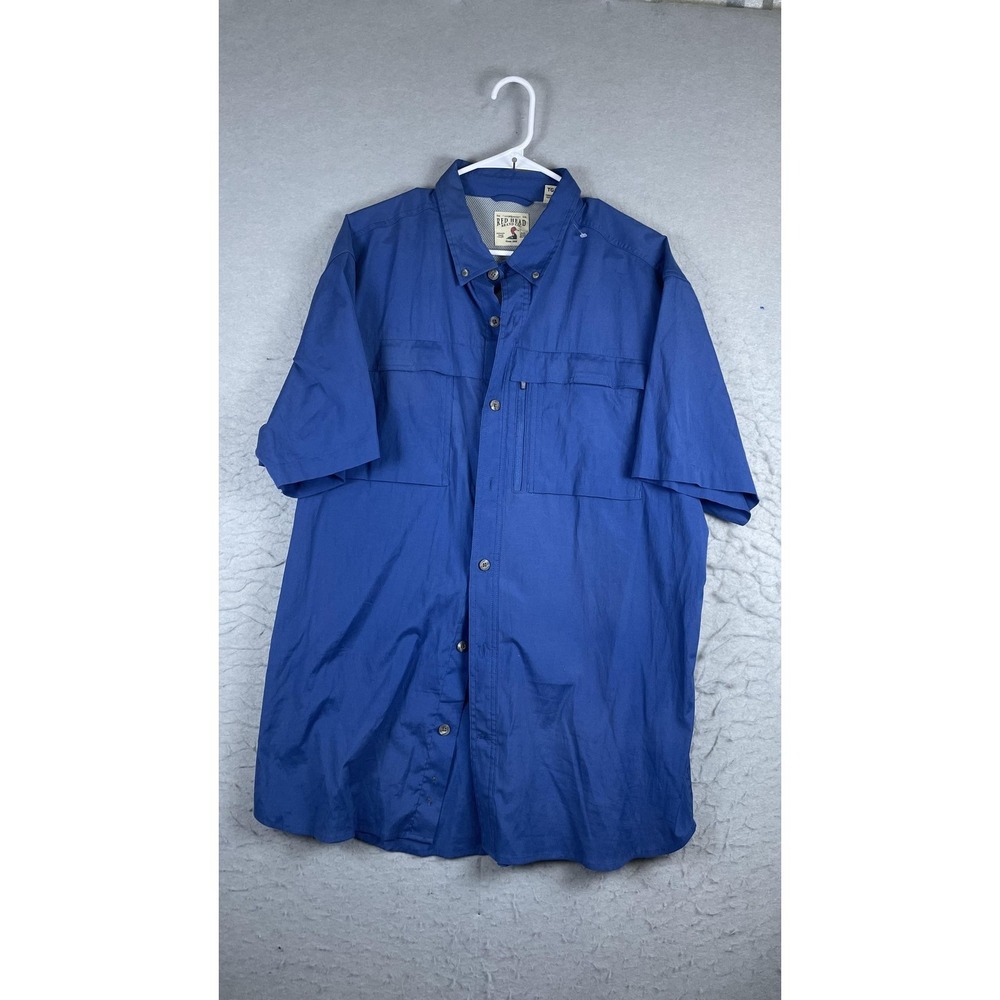RedHead Shirt Mens XL Blue Solid Short Sleeve Button Fishing Vented Outdoor